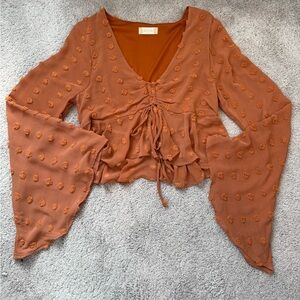 Altar’d State rust textured tie-front top 🧡